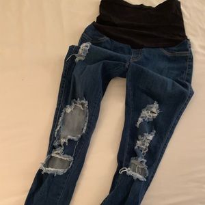 Fashion Nova Ripped Maternity Jeans